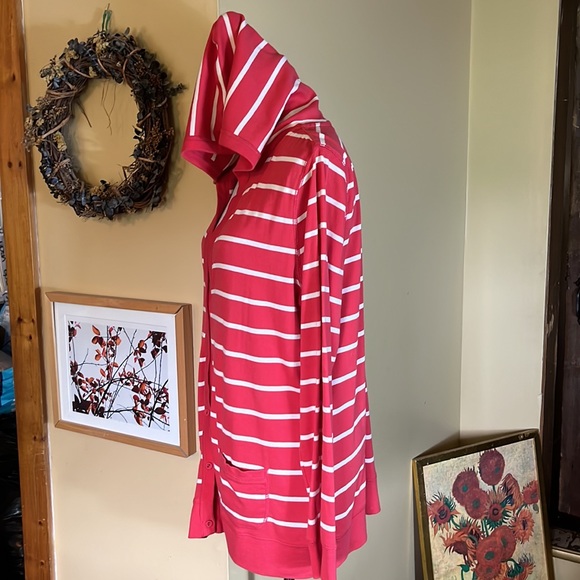 RALPH LAUREN Jeans Company Size XL 
Buttonfront Hoodie 100% Cotton Striped VNeck - Picture 7 of 14